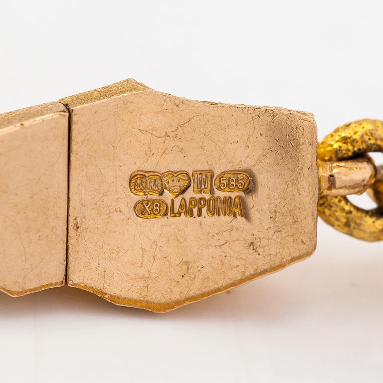 Björn Weckström, A 14K gold and lapis lazuli bracelet "Toltec". Lapponia 1999.