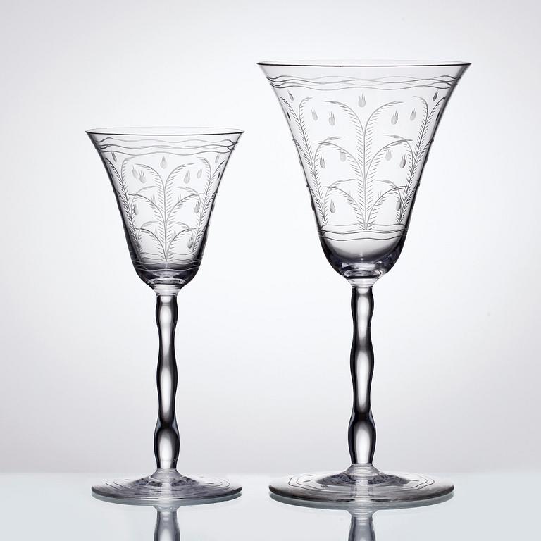 GLASSERVIS, 20 delar, Edward Hald, Orrefors, 1920/30-tal.