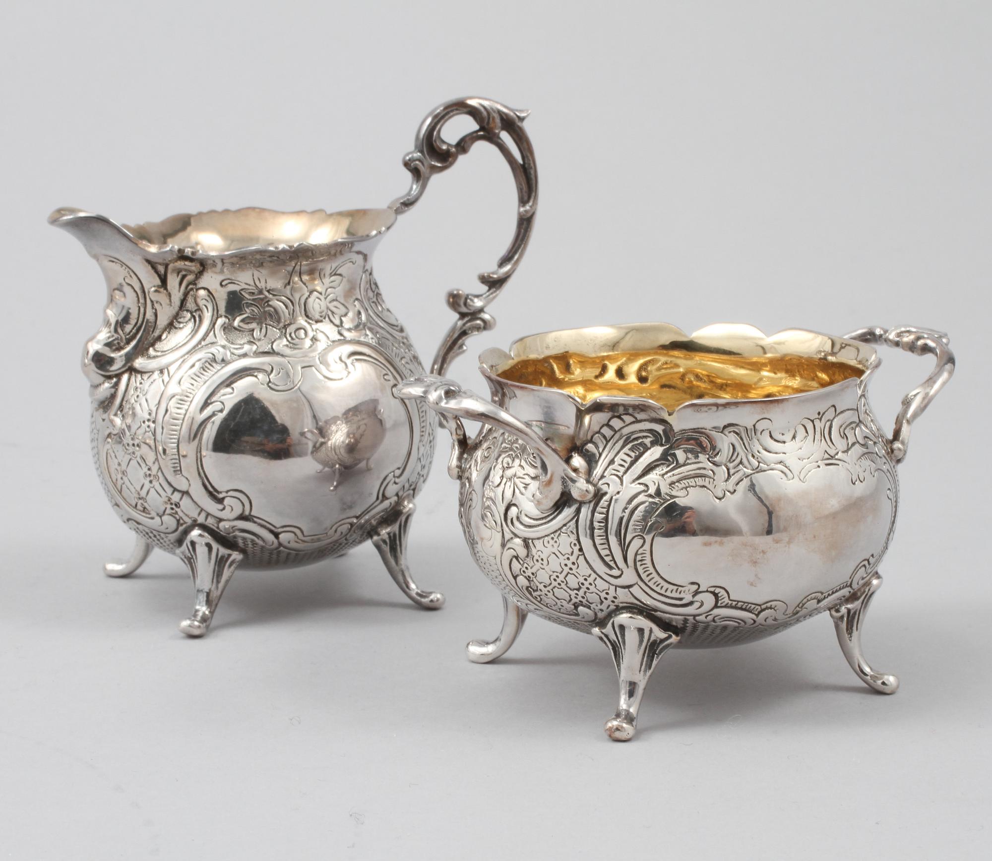 KAFFESERVIS, 4 delar, silver, rokokostil, Gewe, Malmö, 1971 och 1972, vikt 1381 g.