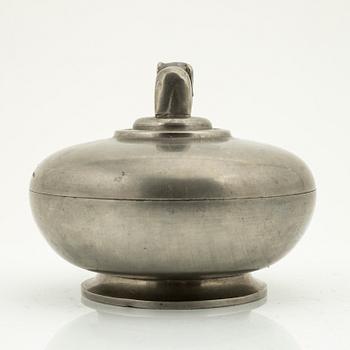 Sylvia Stave, a pewter lidded bowl, probably CG Hallberg, Stockholm mid 20th century.