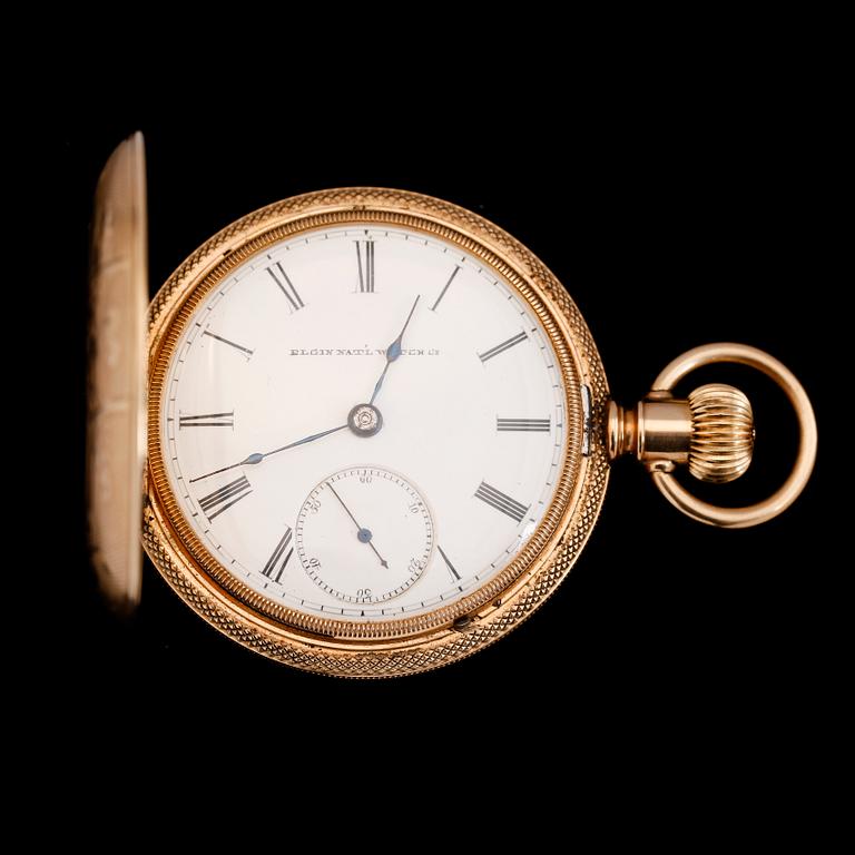 FICKUR, 14K guld, Elgin Nat'l Watch co, savonett. Total vikt ca 135 g.