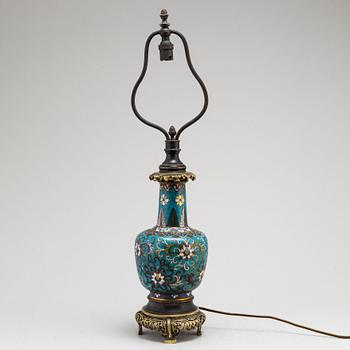 A Chinese cloisonne vase/table lamp, 20th century.