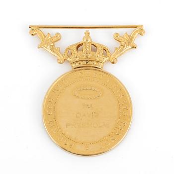 MEDALJ, 23K guld, "för nit och redlighet", Gustaf V, 1941. Vikt ca 32g.