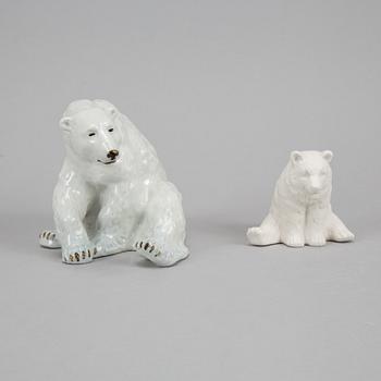 Five ceramic polar bears.