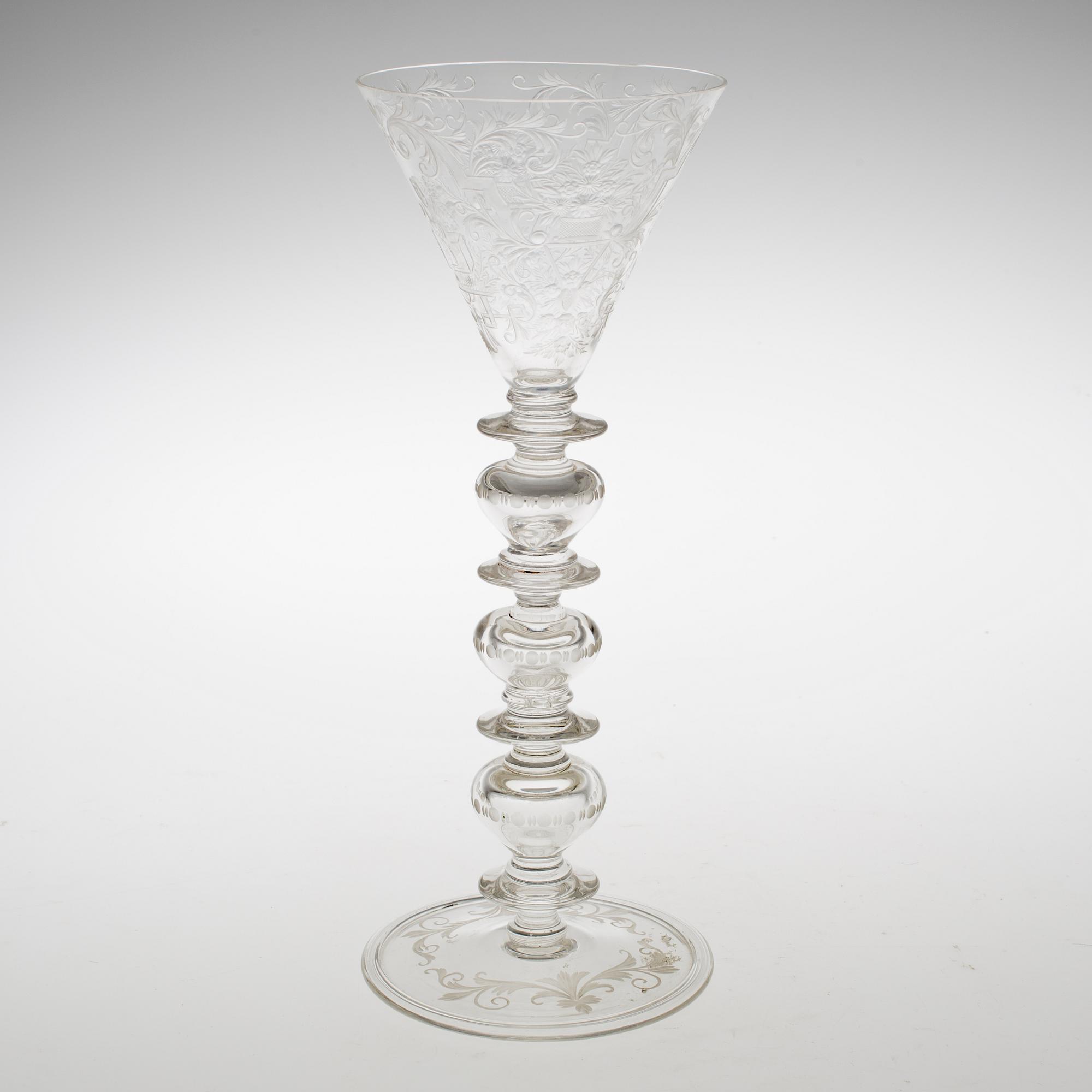 POKALGLAS, glas. Barockstil, 1800-tal.