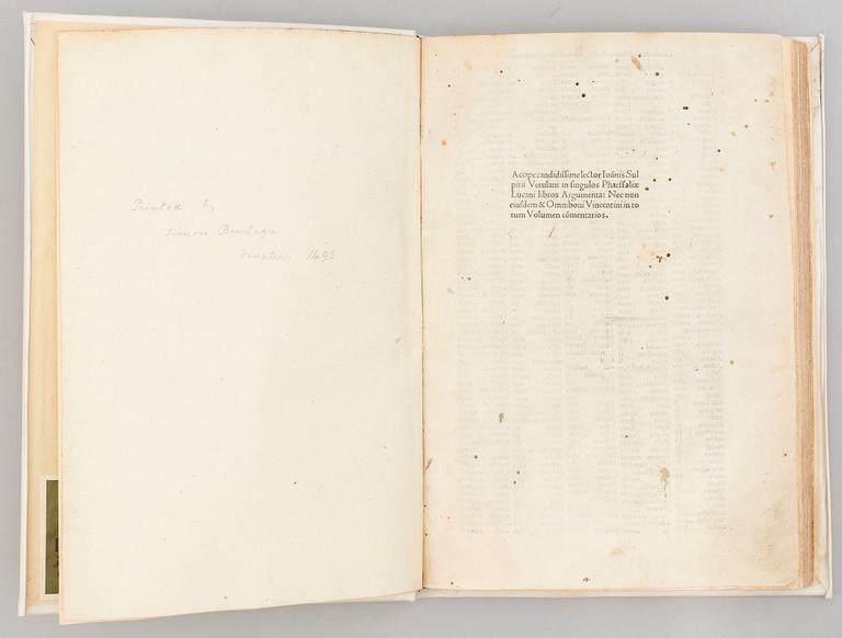 BOOK, Lucanus’ Pharsalia, 1493.