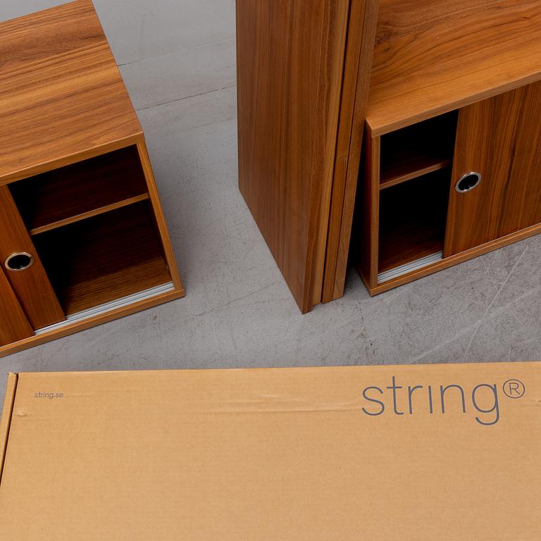 Nils Strinning, a "String shelf system", 3 sections, String Design AB, 21st century.