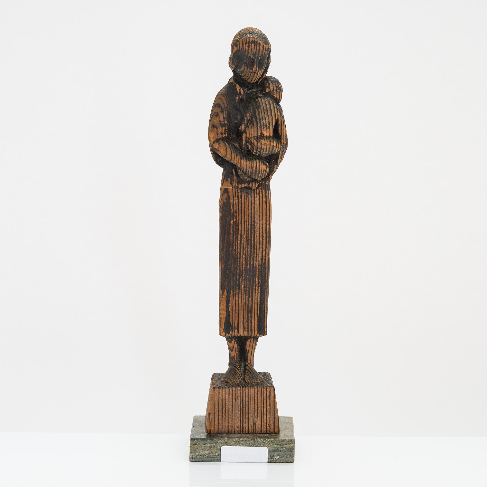 Gunnar Uotila, skulptur, trä, signerad och daterad 1943.