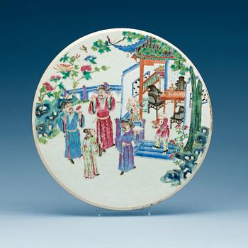 A famille rose plaque, Qing dynasty.