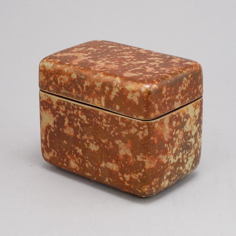 Hans Hedberg, a glazed ceramic lidded box, Biot, France, signed Hbg.