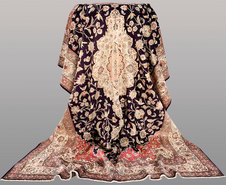 A CARPET, Figural silk Qum, signerad, 300 x 196 cm.