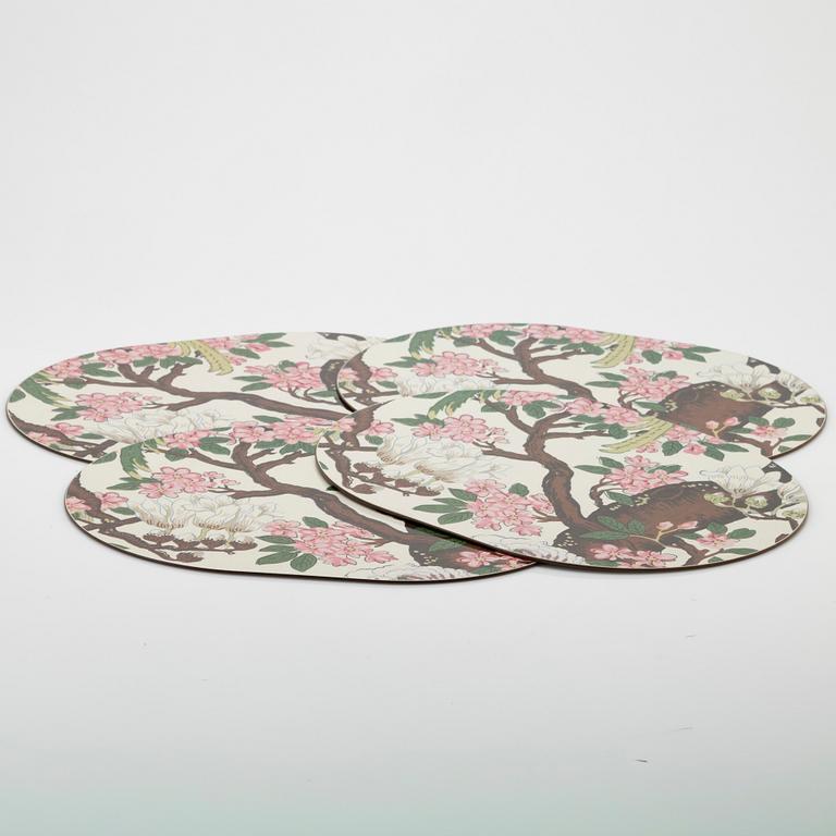 Table mats, 4 pcs, GP & J Baker, “Magnolia”, for Firma Svenskt Tenn.