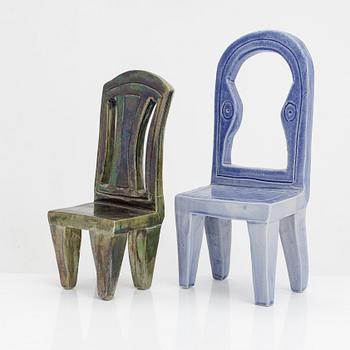 Pauli Partanen, skulpturer, 2 st, keramik. Signerade Partanen 91.