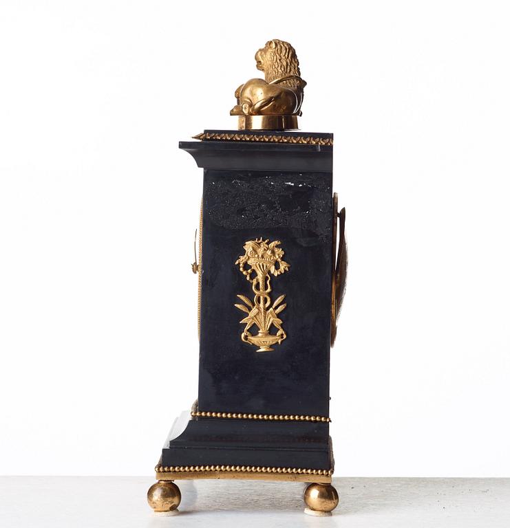 An Empire mantel clock by P H Beurling, master in Stockholm 1783.