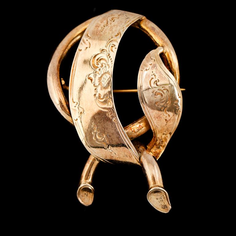 BROSCH, 18K guld, Gustaf Adolf Cedergren, Stockholm 1852. Vikt ca 16,6 gram.