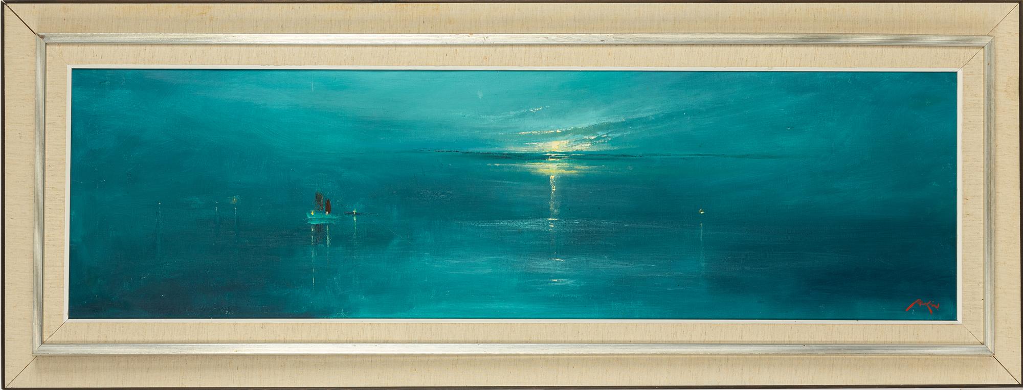 Axel Lind, Moonlit Sea with Ship.