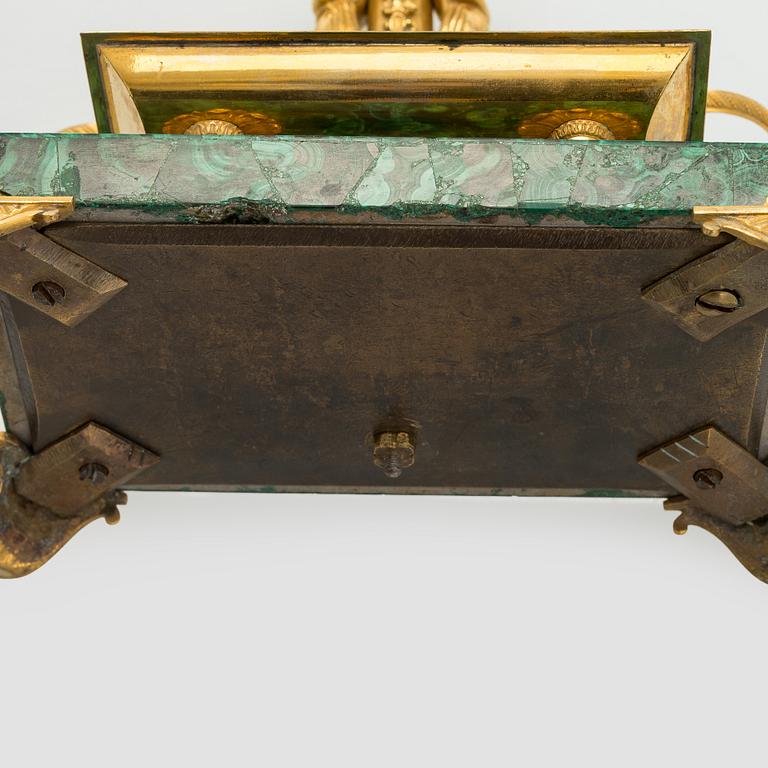 Skrivställ, förgylld metall, malakit, kristall, Ryssland ca 1830-tal.