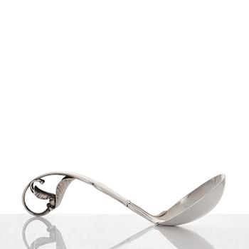 Georg Jensen, a sterling silver sauceboat and ladle, Copenhagen 1925-1945, design nr 98 and 141.