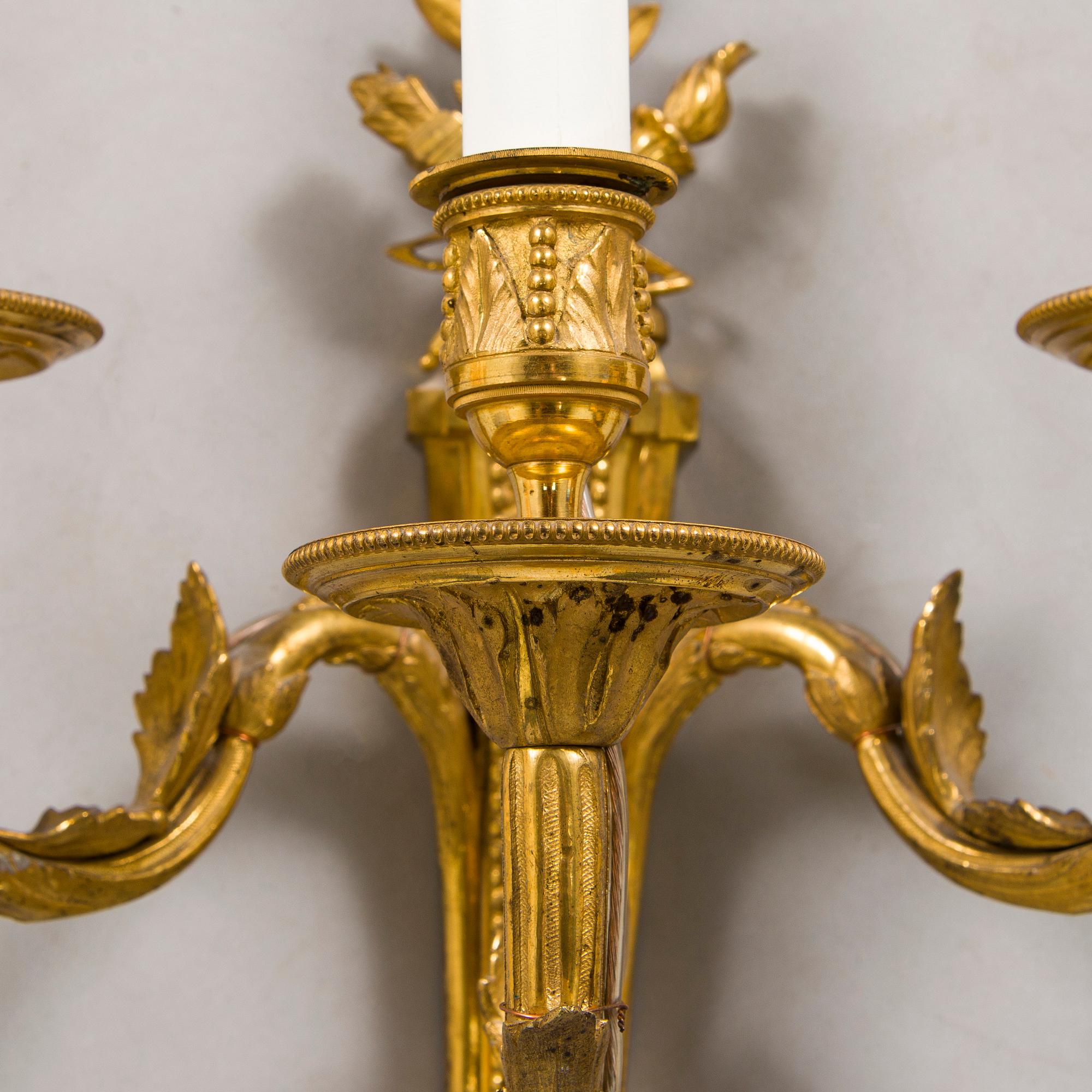 Väggappliquer, ett par, Louis XVI-stil, 1800-talets slut.