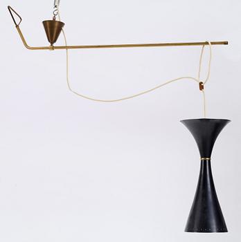 TAKLAMPA, mässing, 1950-tal.