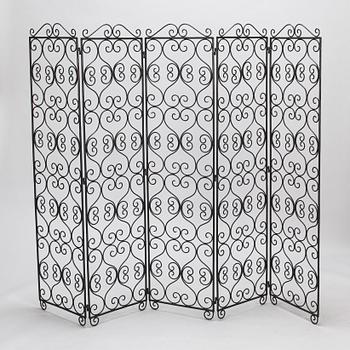 A five-piece folding screen, late 20th century.