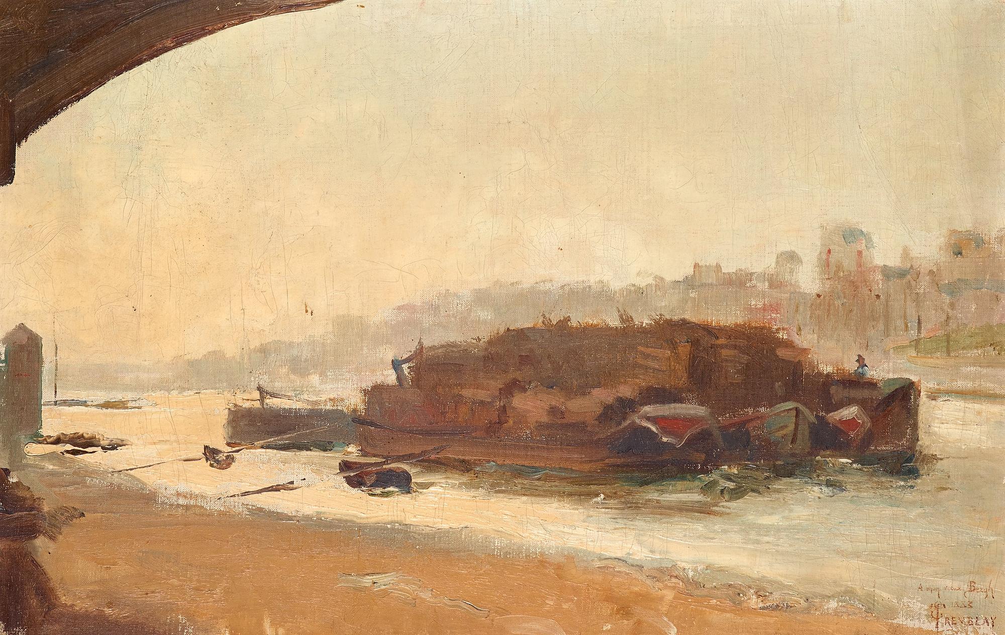 ÉMILE TREMBLAY, Olja på duk,  ETremblay med dedikation: "A mon frere Bergh" och daterad 1883.