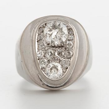 SIGURD PERSSON RING, 18K white gold with old cut diamonds.