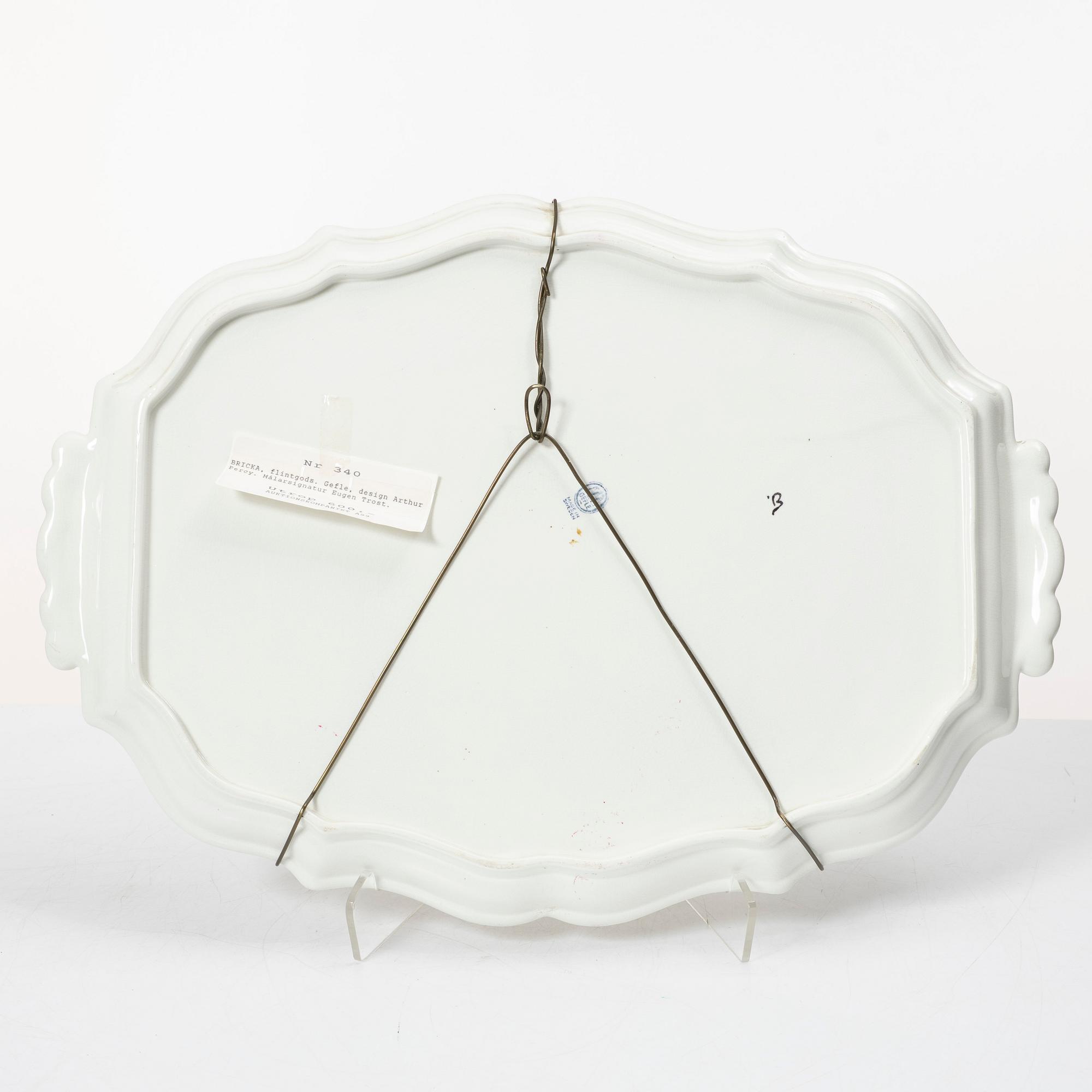 Arthur Percy, a tray, Gefle.