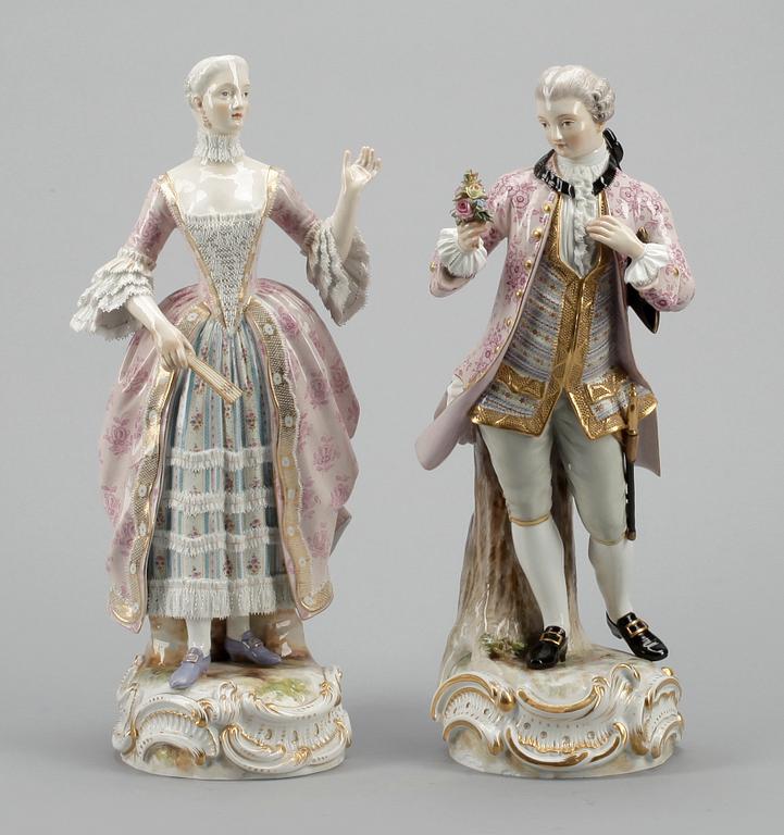 FIGURINER, ett par, Meissen, Tyskland, 1900-talets första hälft.