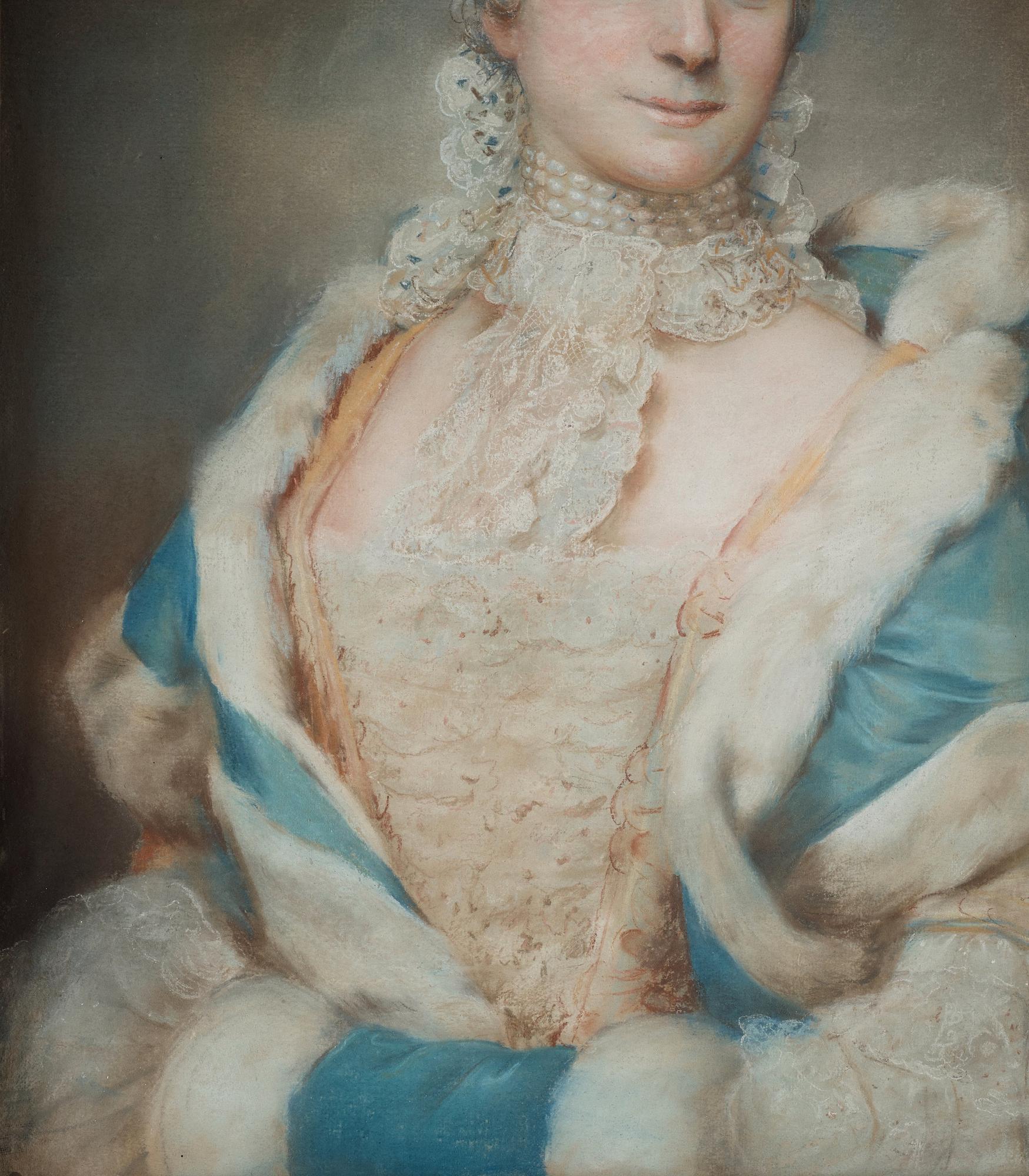 Jean-Baptiste Perroneau, Kvinna med pälsbrämad cape.