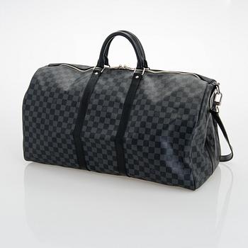 Louis Vuitton, A Damier Graphite  'Keepall 55 Bandoulière', weekend bag.