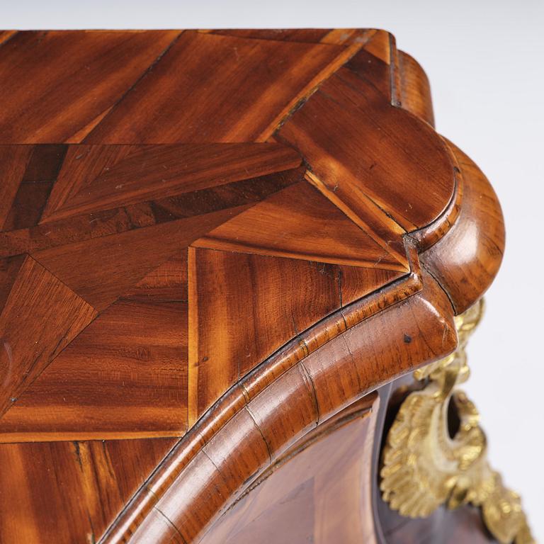 A Swedish parquetry rococo corner-commode, Stockholm later part 18th century.