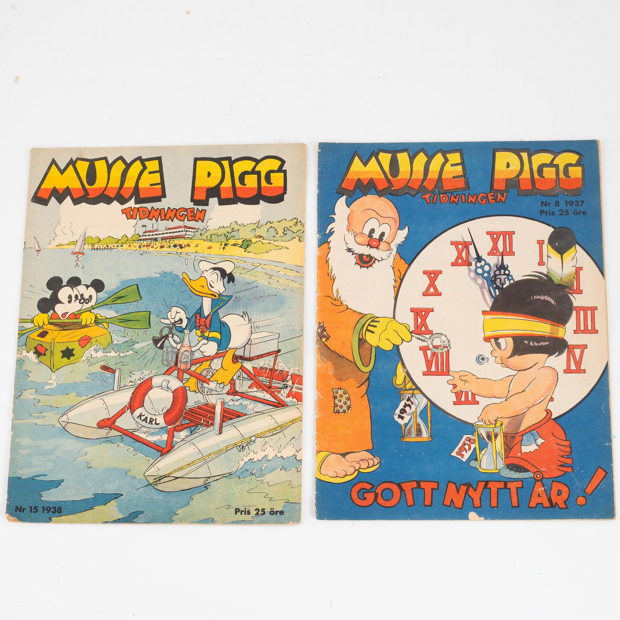 Serietidningar, "Musse Pigg Tidningen", 22 st, 1937-1938.