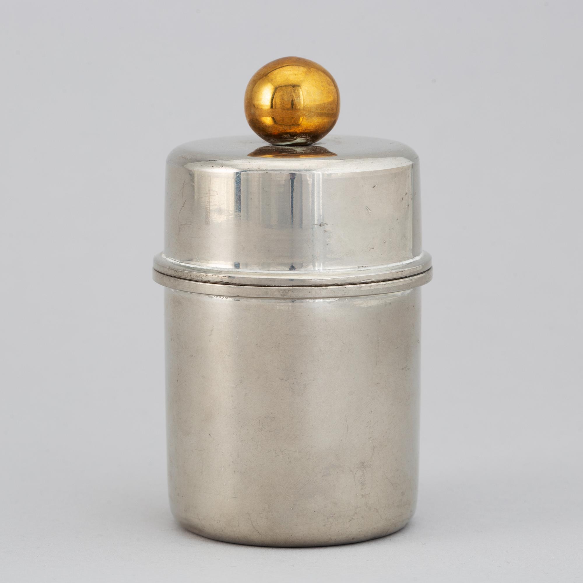 Firma Svenskt Tenn, a pewter lidded jar, Stockholm 1968.