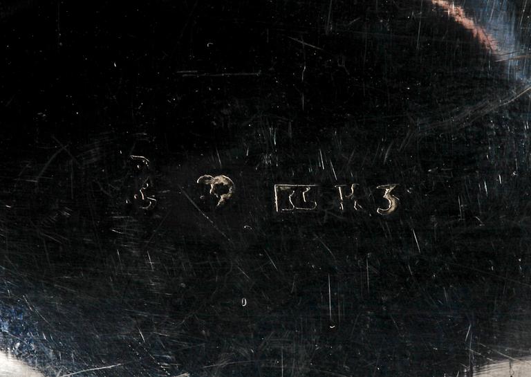 SOPPSLEV samt STRÖSKED, silver, bl.a. Jonas Lindberg. 1800-tal. Total vikt ca 92 g.