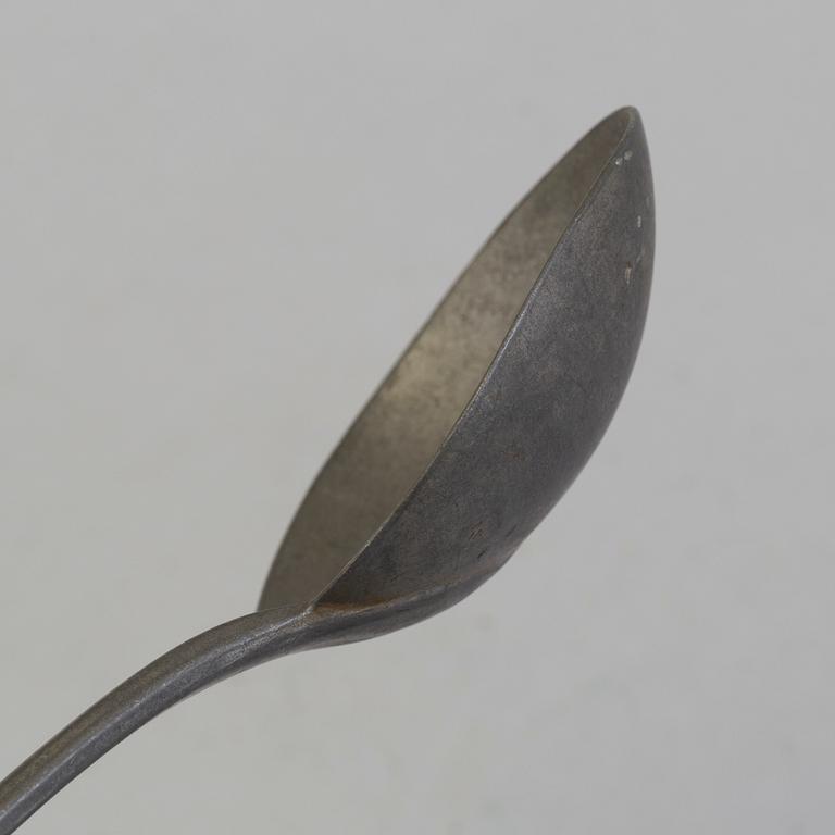 TWO PEWTER SPOONS, 18th century.