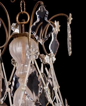 A Swedish Rococo ten-light chandelier, 18th century.