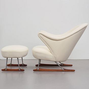 Børge Mogensen, a "model nr 160" easy chair and ottoman by Tage M Christensen & Co, Denmark 1950's.