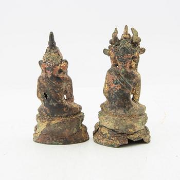 Buddha, 2 pieces, Southeast Asia, circa 1900.