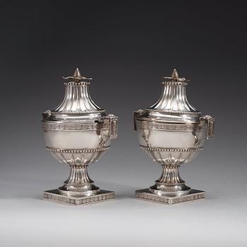 A pair of Swedish 18th century silver sugar-bowls, marks possibly of Johan Lund, Göteborg 1786.