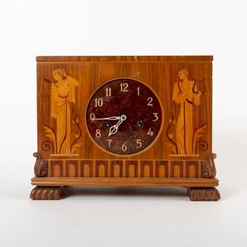 A 1940s possibly Mjölby Intarsia table clock.