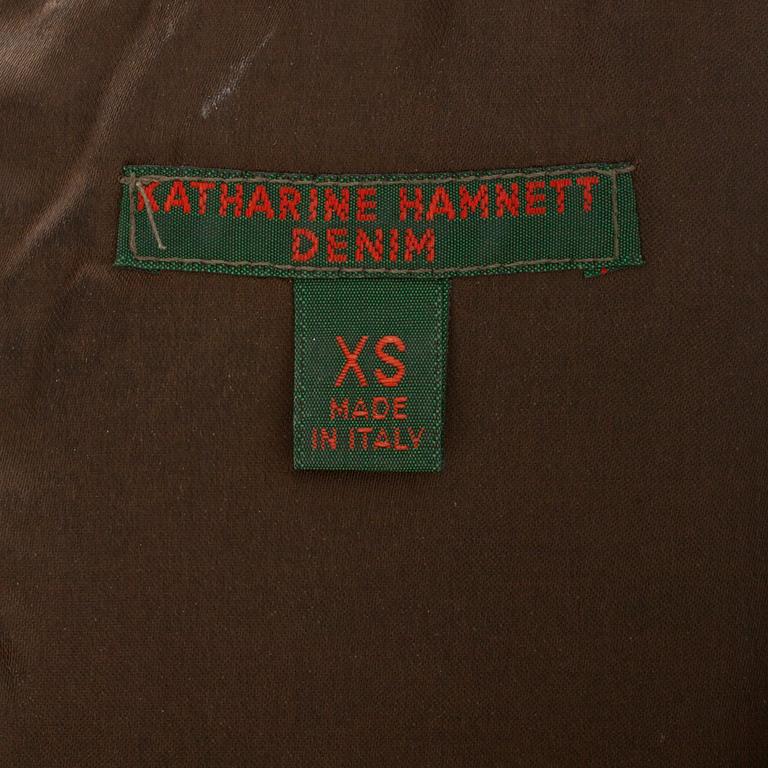 KATHARINE HAMNETT, a brown velvet dress.