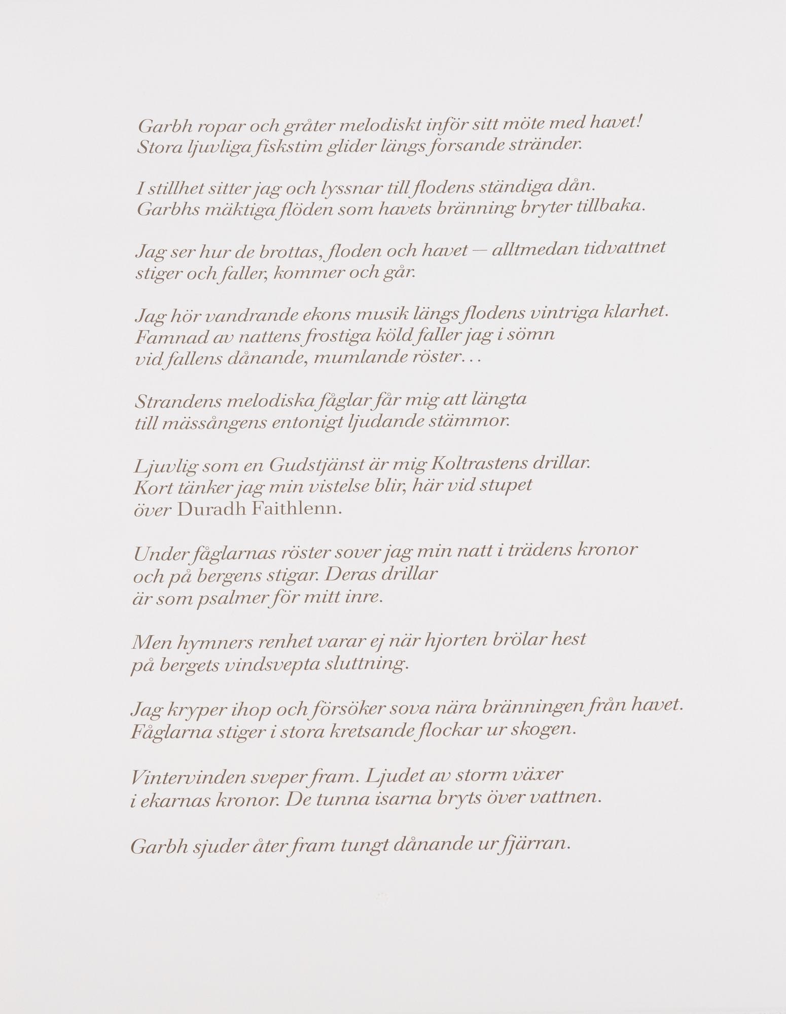 Ulf Trotzig, "King Sweeney", portfolio with nine colour etchings.