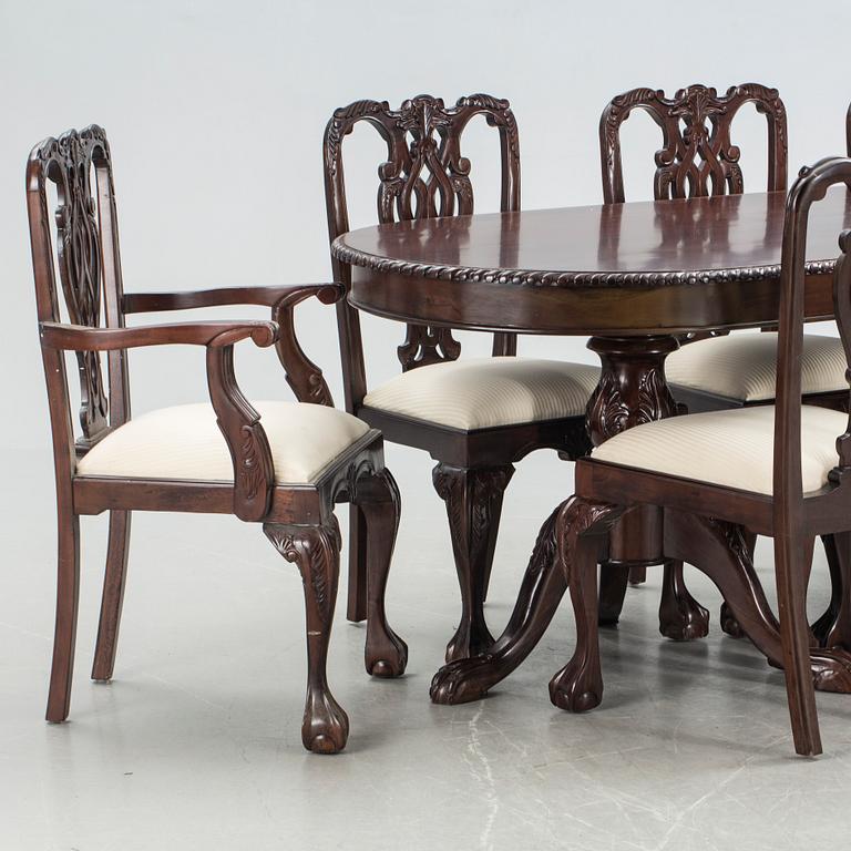 MATGRUPP, 9 delar, Chippendalestil, 1900-talets slut.
