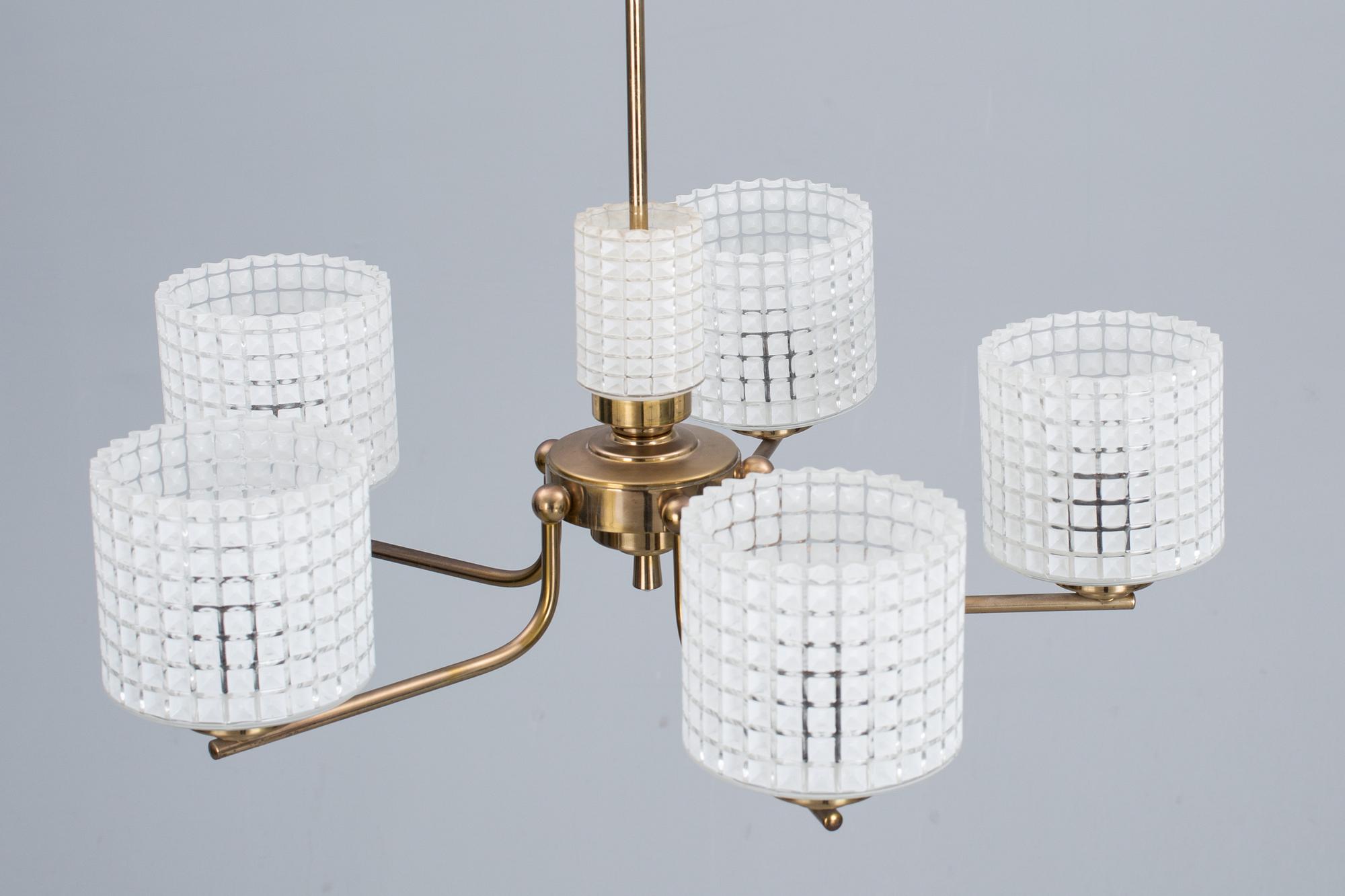 TAKLAMPA, möjligen Carl Fagerlund, Orrefors. 1950-tal.