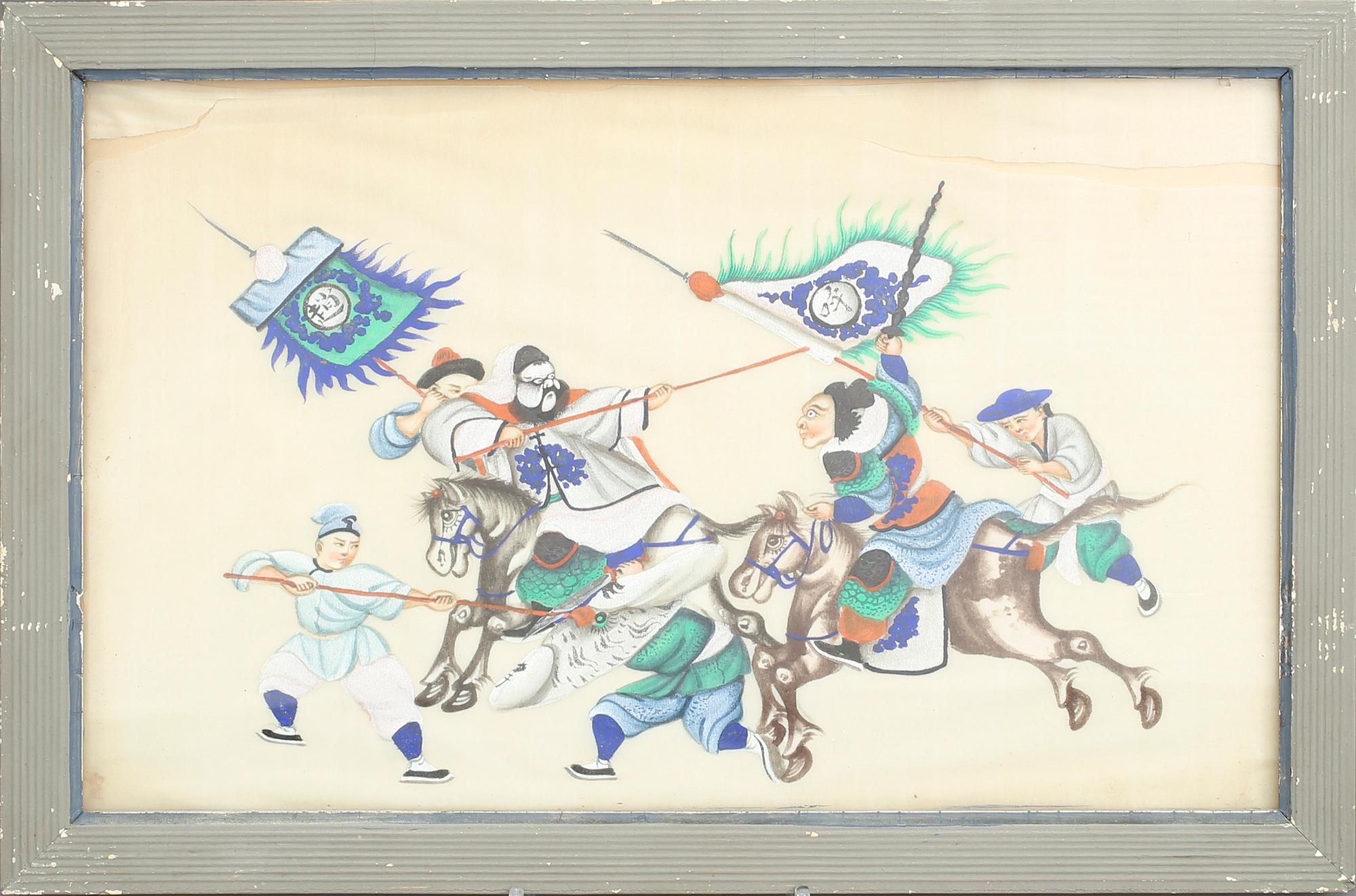 OKÄND KONSTNÄR, 4 st, gouacher på märgpapper, Kina, Qing dynastin, 1800-tal.