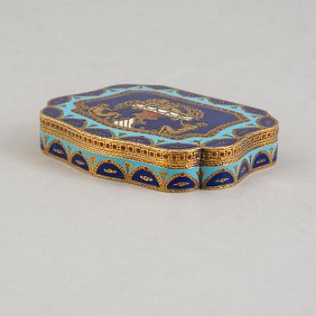 A 20th century gilded enamel box.