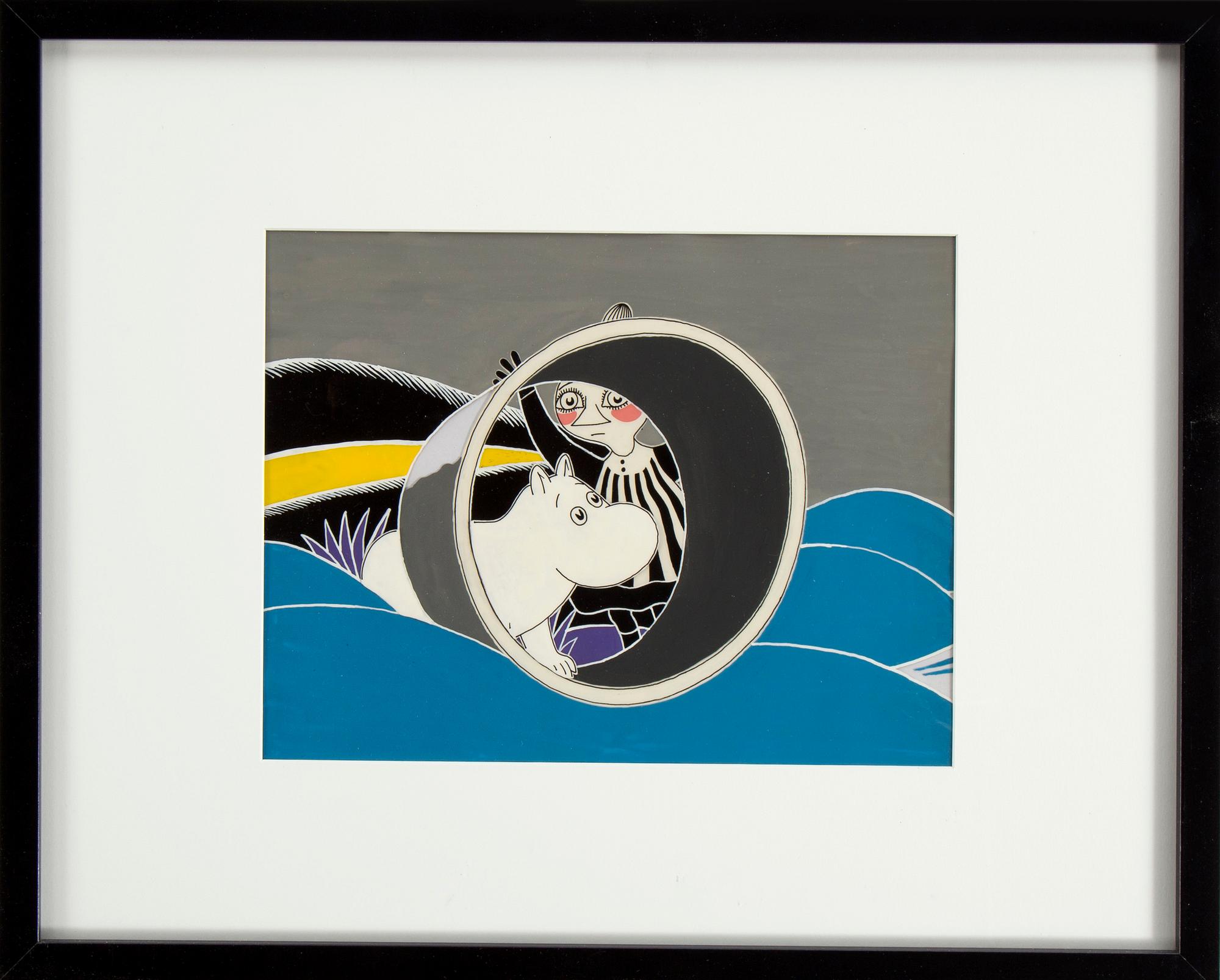 JAROMIR WESLEY, hand painted film cell", "Mumintrollet: Hur gick det sen?", 1993.