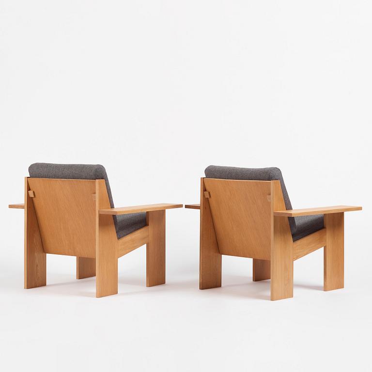 Uno & Östen Kristiansson, a pair of armchairs, an ottoman and a table model "Breda", Luxus, Vittsjö 1960s.