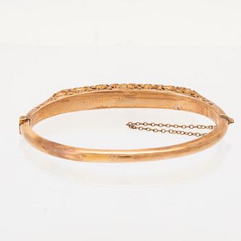 Bracelet in 9K gold with rose-cut diamonds and faceted glass, Birmingham.